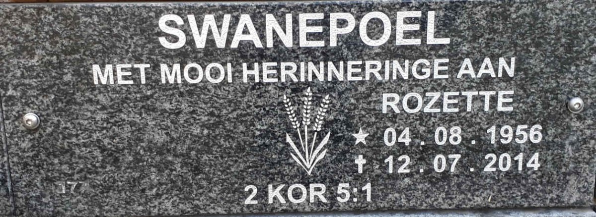 SWANEPOEL Rozette 1956-2014