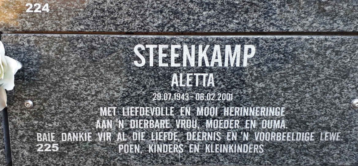 STEENKAMP Aletta 1943-2001