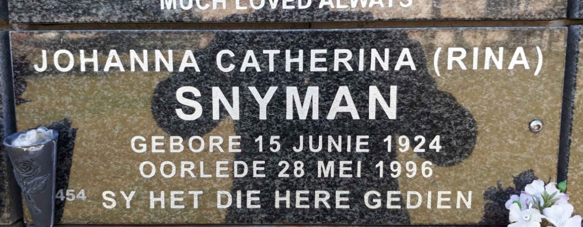 SNYMAN Johanna Catherina 1924-1996