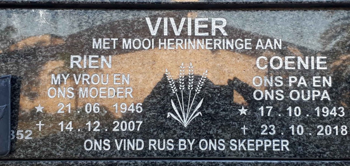 VIVIER Coenie 1943-2018 &amp; Rien 1946-2007