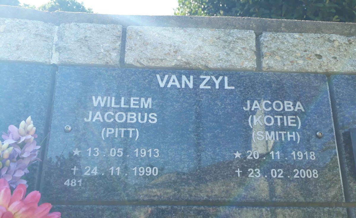 ZYL Willem Jacobus, van 1913-1990 &amp; Jacoba SMITH 1918-2008