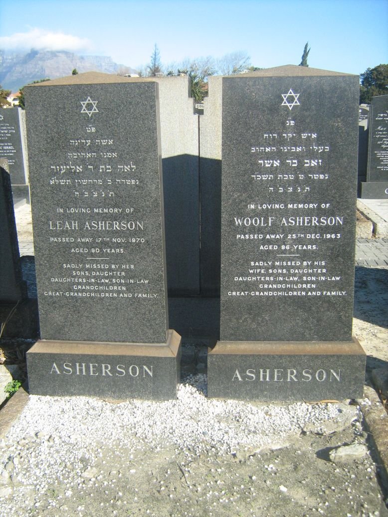 ASHERSON Woolf -1963 &amp; Leah -1970