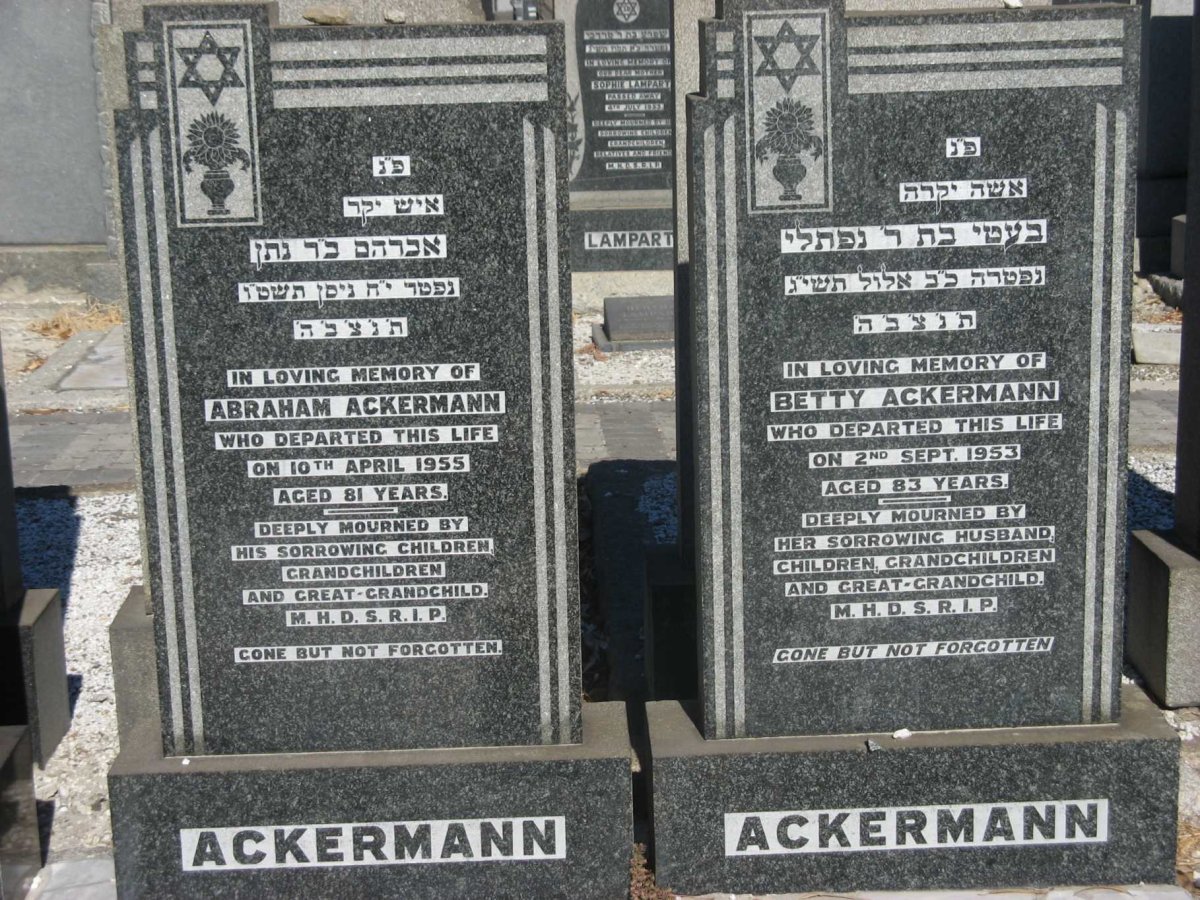 ACKERMANN Abraham -1955 &amp; Betty -1953