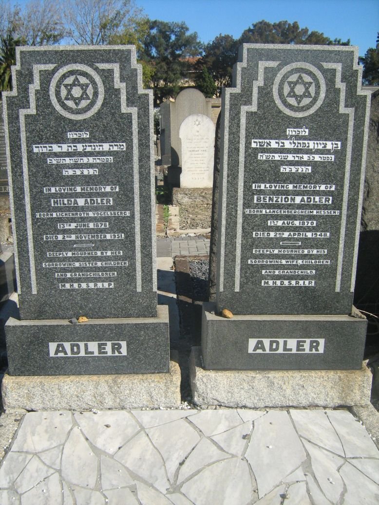 ADLER Benzion 1870-1948 &amp; Hilda 1878-1951