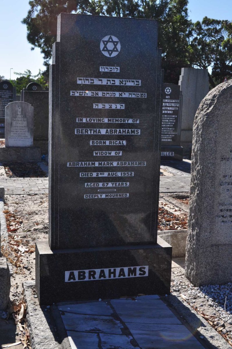 ABRAHAMS Bertha nee RIGAL -1952