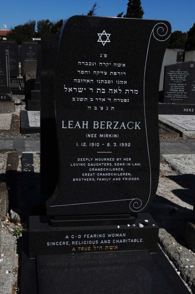 BERZACK Leah nee MIRKIN 1910-1992