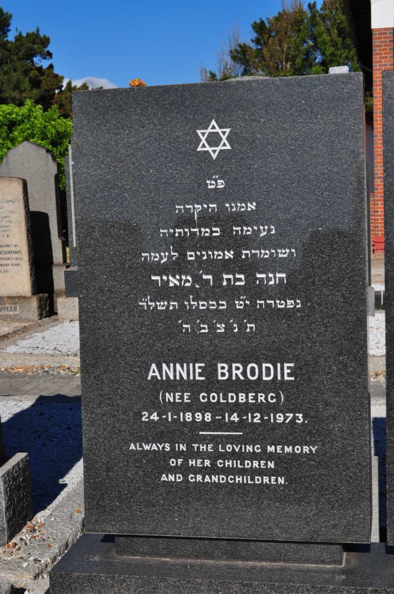 BRODIE Annie nee GOLDBERG 1898-1973