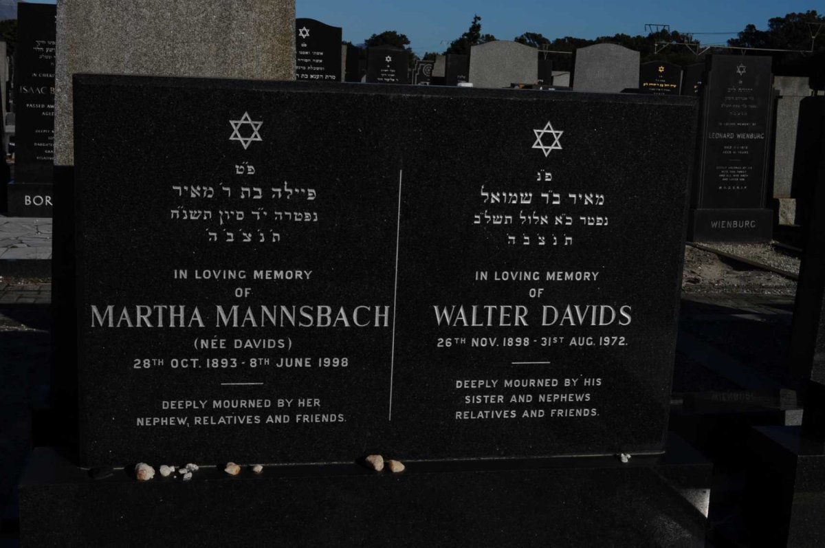 DAVIDS Walter 1898-1972 :: MANNSBACH Martha nee DAVIDS 1893-1998