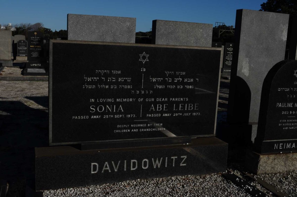 DAVIDOWITZ Abe Leibe -1973 &amp; Sonia -1973