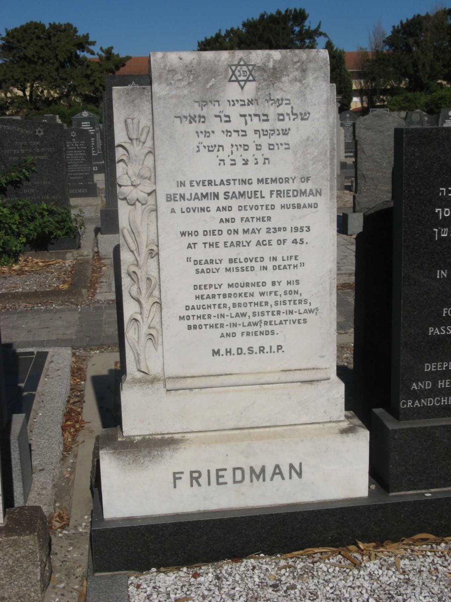 FRIEDMAN Benjamin Samuel -1953