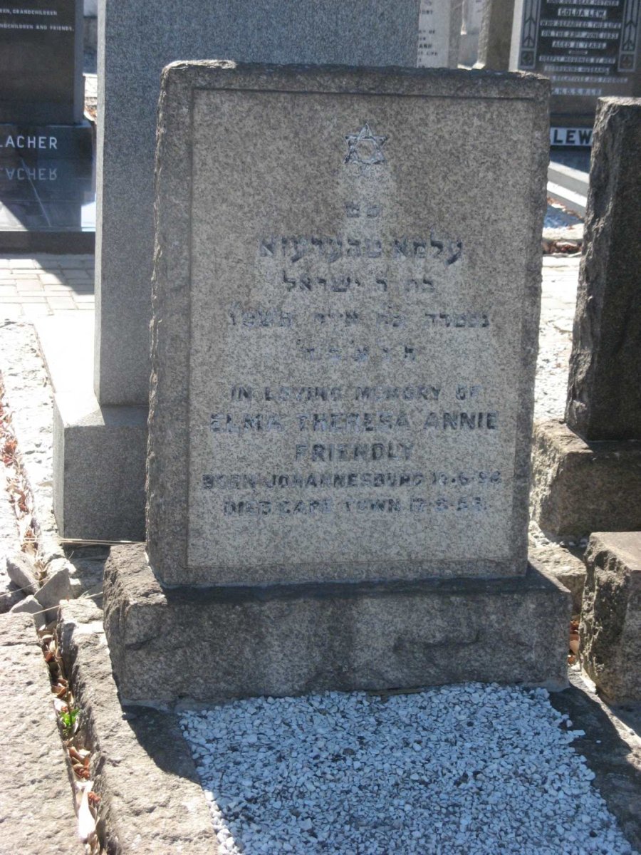 FRIENDLY Elma Theresa Annie 1886-1955