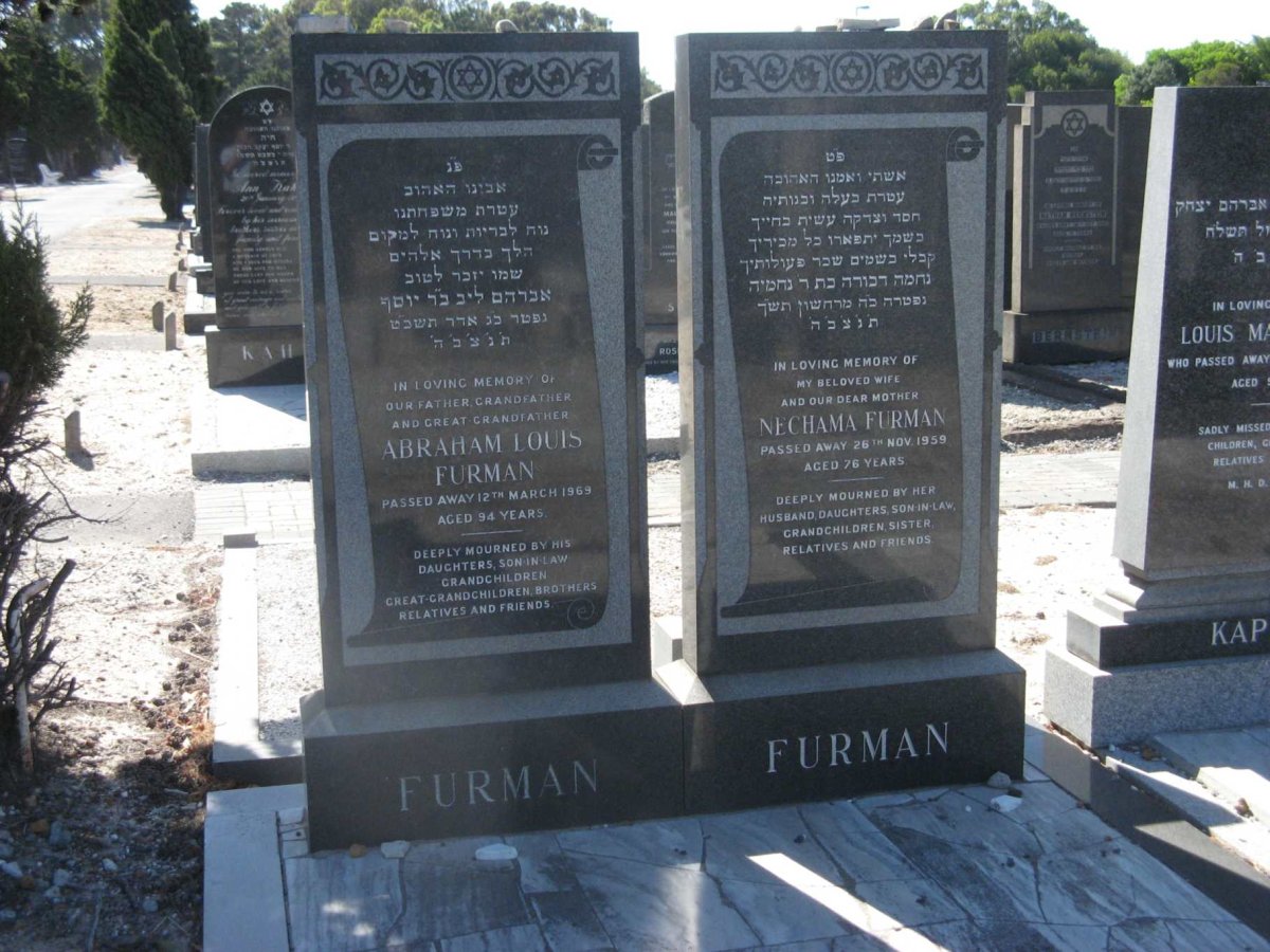 FURMAN Abraham Louis -1969 &amp; Nechama -1959