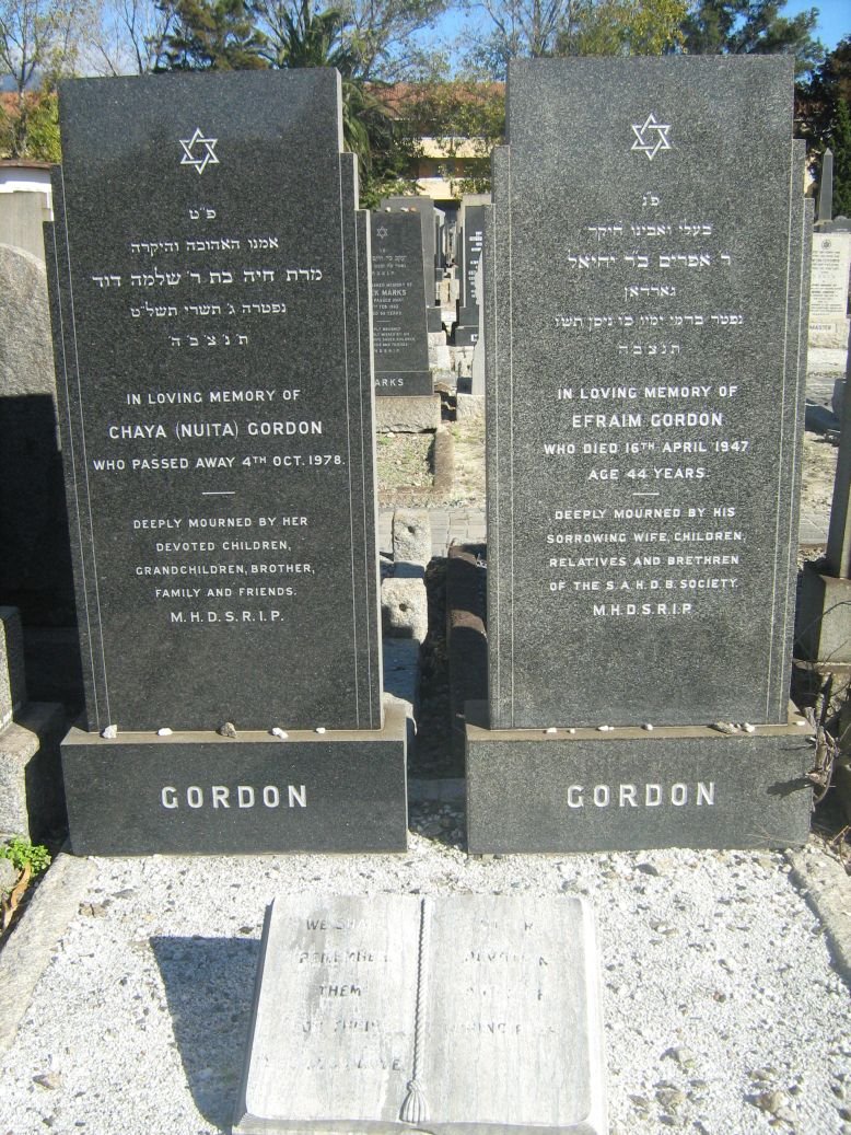 GORDON Efraim -1947 &amp; Chaya -1978