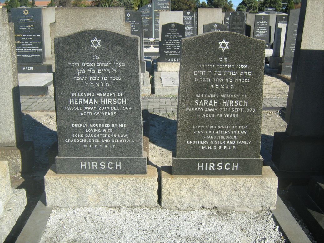 HIRSCH Herman -1964 &amp; Sarah -1979