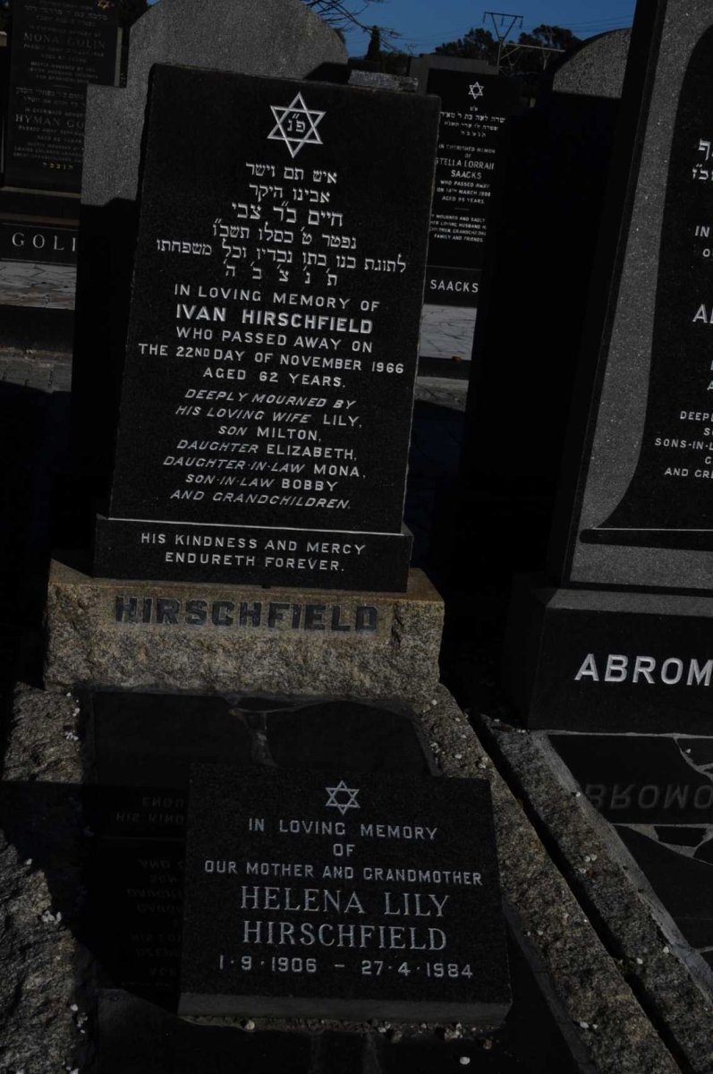 HIRSCHFIELD Ivan -1966 &amp; Helena Lily 1906-1984