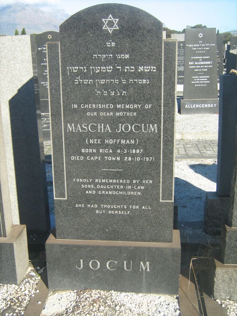 JOCUM Mascha nee HOFFMAN 1897-1971