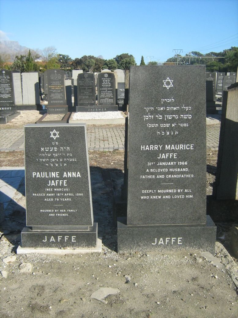JAFFE Harry Maurice -1966 &amp; Pauline Anna MARCUS -1986