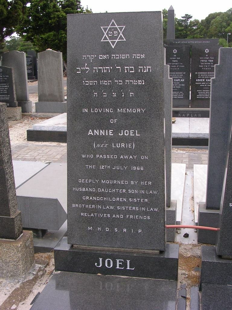 JOEL Annie nee LURIE -1966