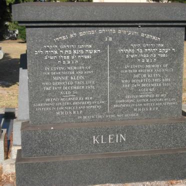 KLEIN Jacob -1951 &amp; Minnie -1951