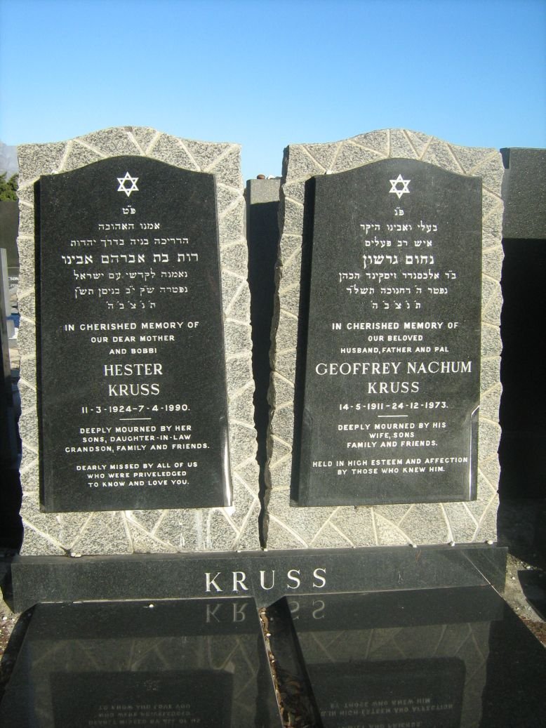 KRUSS Geoffrey Nachum 1911-1973 &amp; Hester 1924-1990