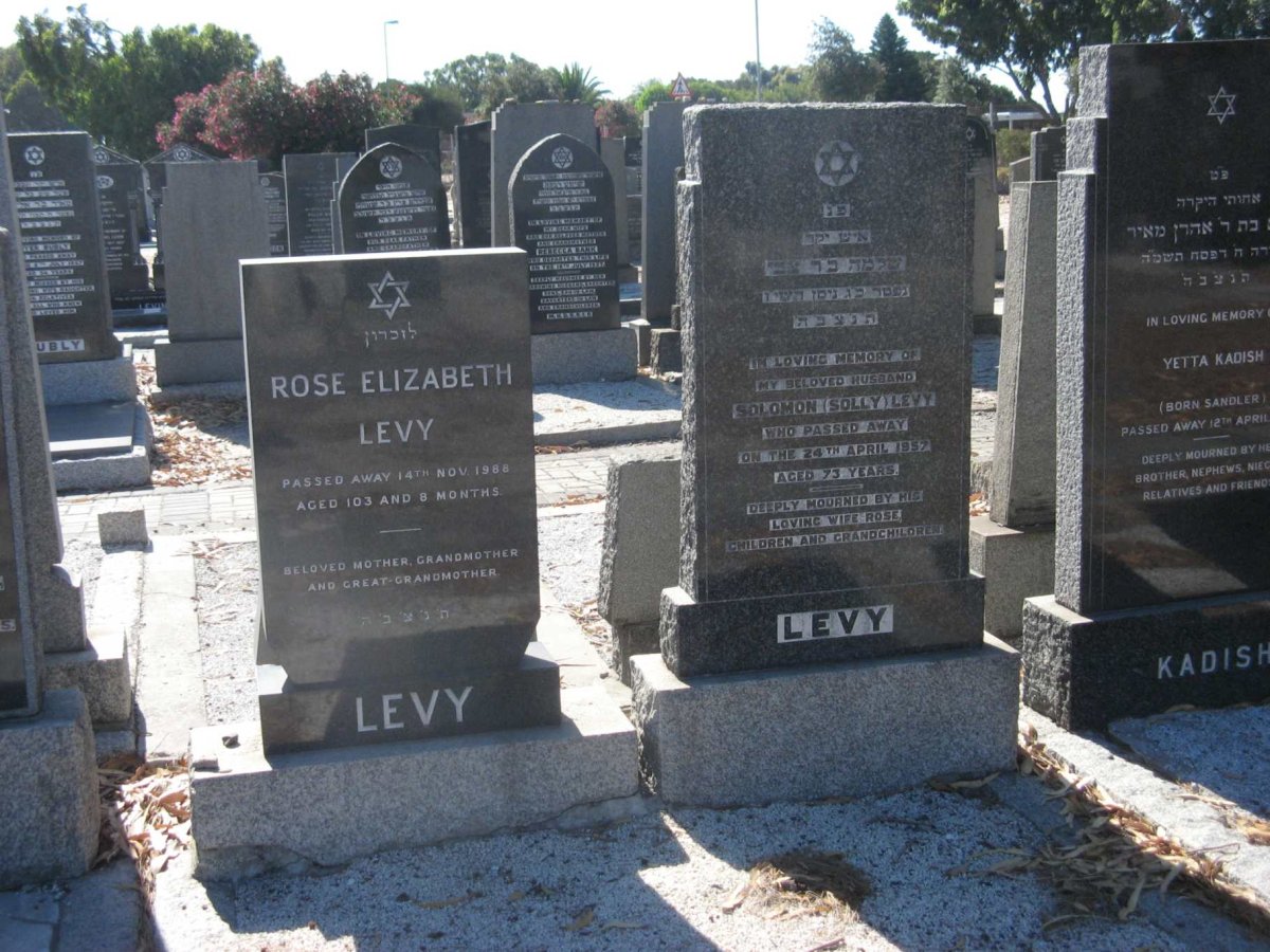 LEVY Solomon -1957 &amp; Rose Elizabeth -1988