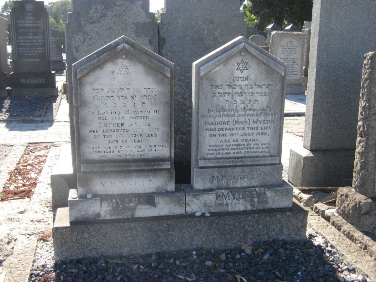 MYERS Isadore -1952 &amp; Esther -1963