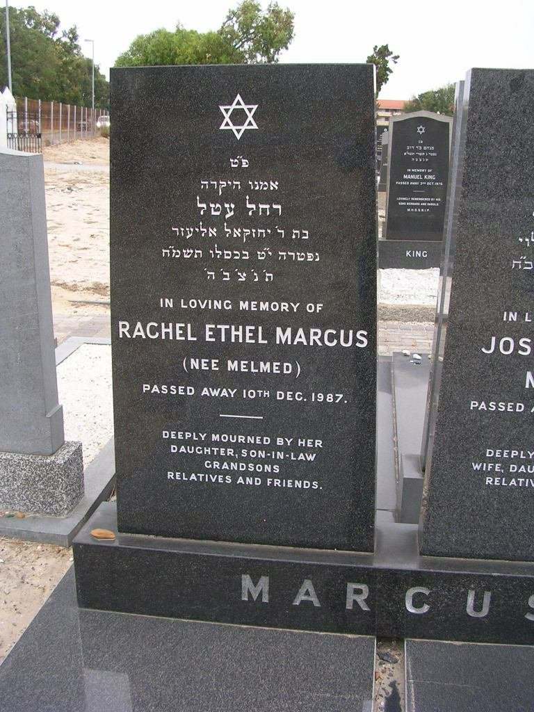 MARCUS Joseph Meyer -1967 &amp; Rachel Ethel MELMED -1987