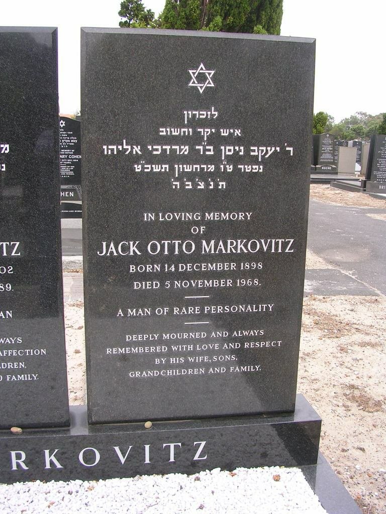 MARKOVITZ Jack Otto 1898-1968 &amp; Lena 1902-1989