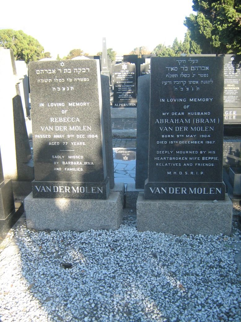MOLEN Abraham, van der 1904-1967 &amp; Rebecca -1984