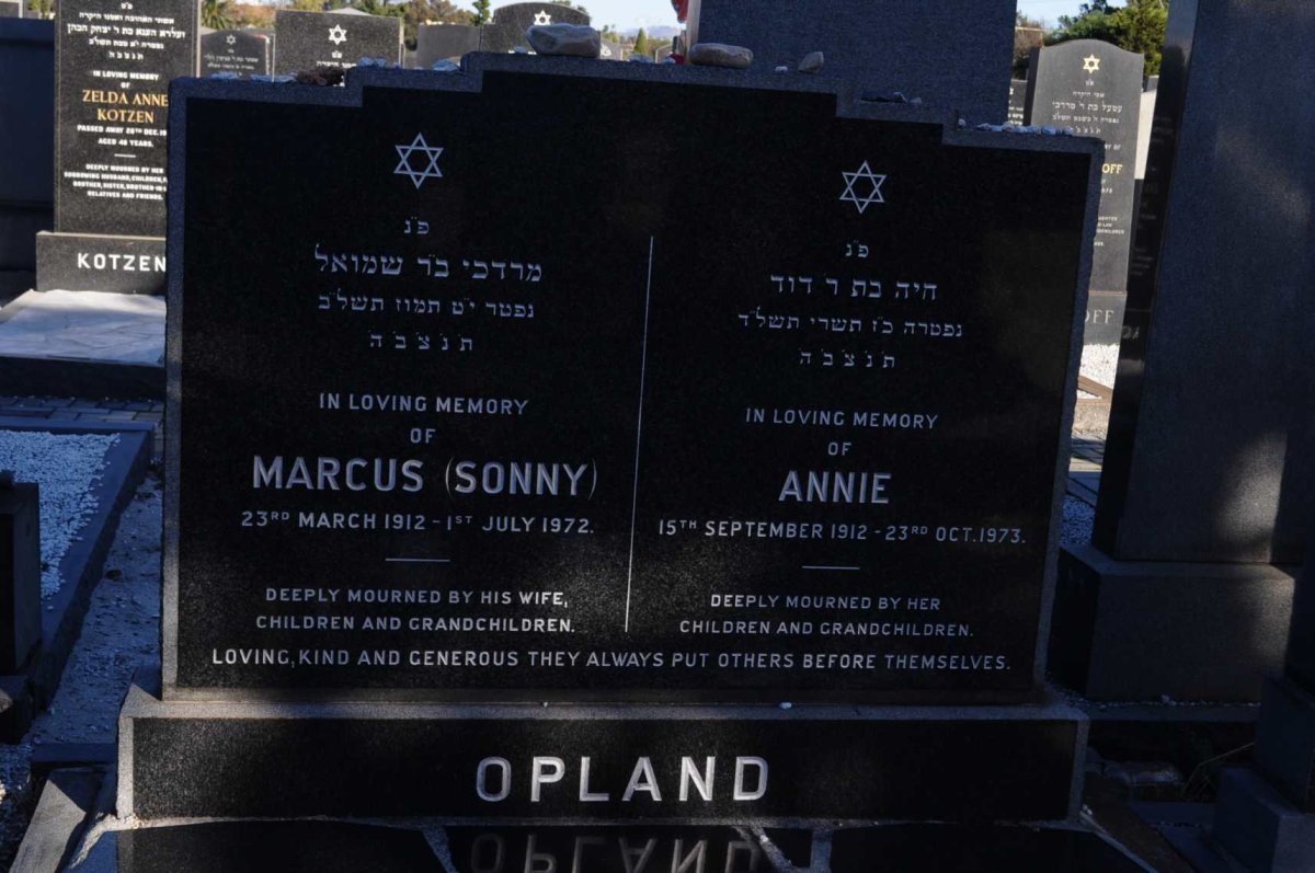 OPLAND Marcus 1912-1972 &amp; Annie 1912-1973