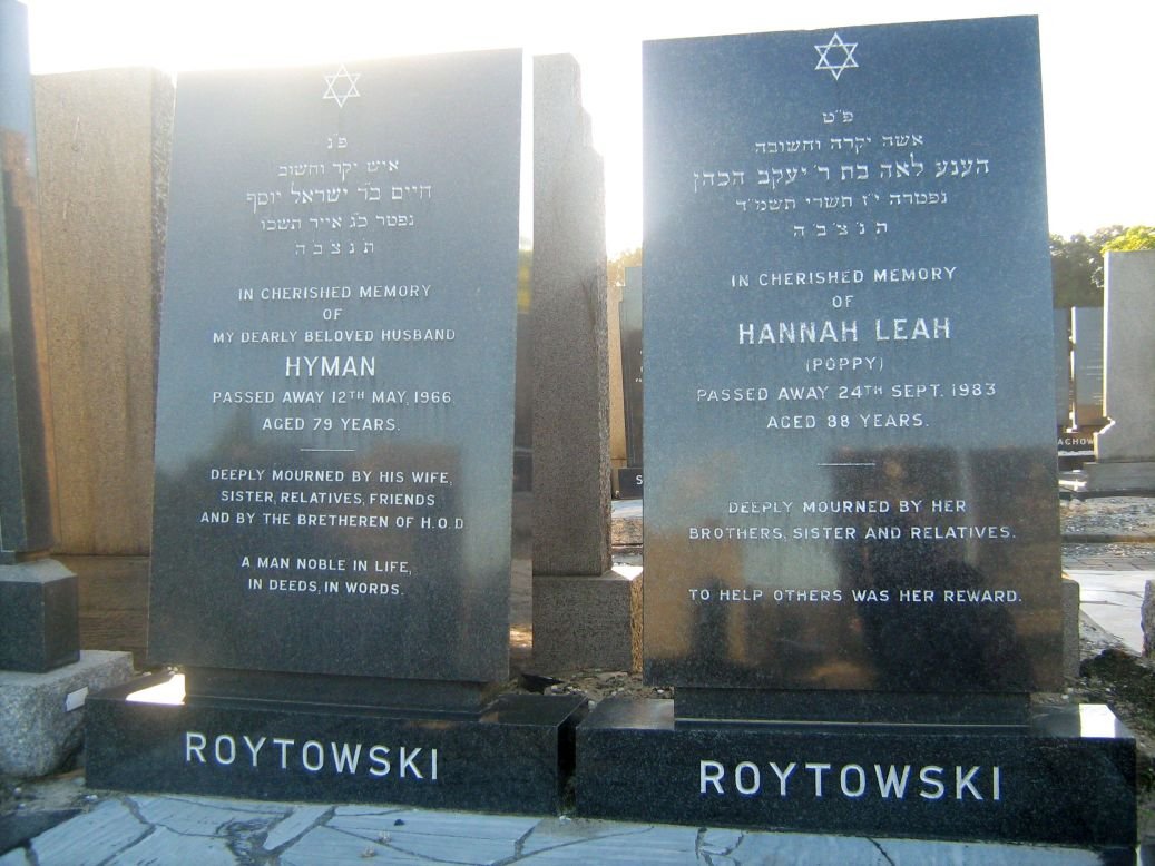 ROYTOWSKI Hyman -1966 &amp; Hannah Leah -1983