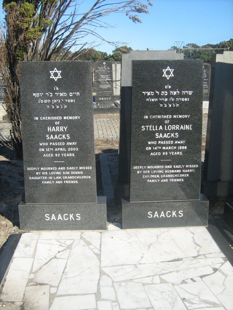 SAACKS Harry -2003 &amp; Stella Lorraine -1998