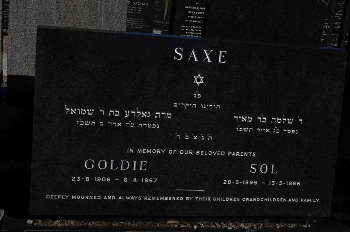 SAXE Sol 1899-1966 &amp; Goldie 1906-1967