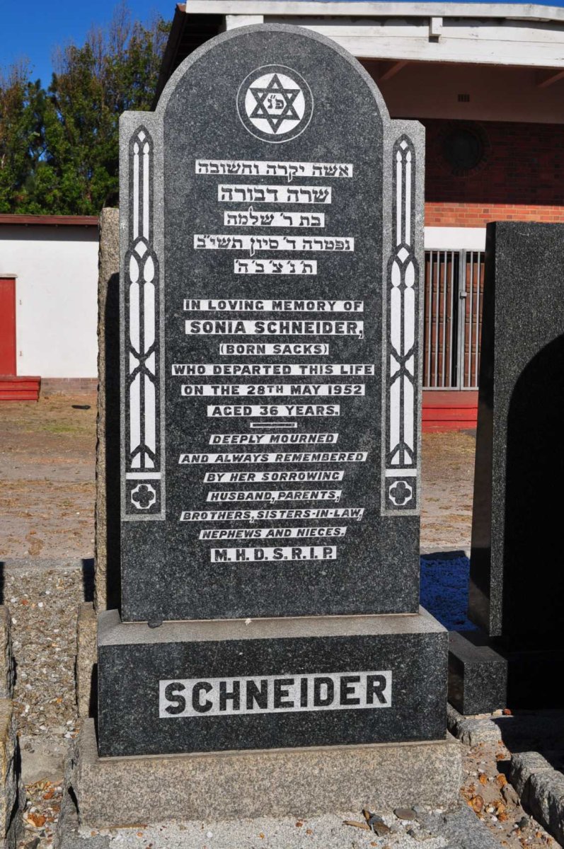SCHNEIDER Sonia nee SACKS -1952