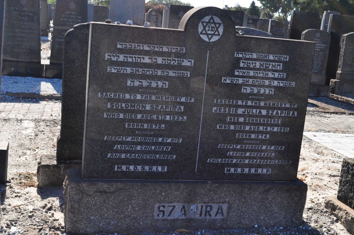 SZAPIRA Solomon 1872-1953 &amp; Jessie Julia SONNENBERG 1874-1951