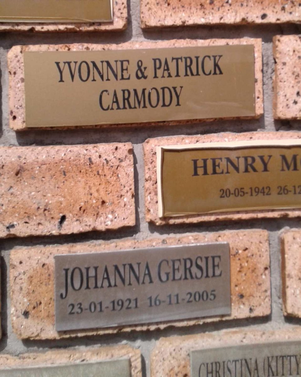 CARMODY Patrick &amp; Yvonne :: GERSIE Johanna 1921-2005