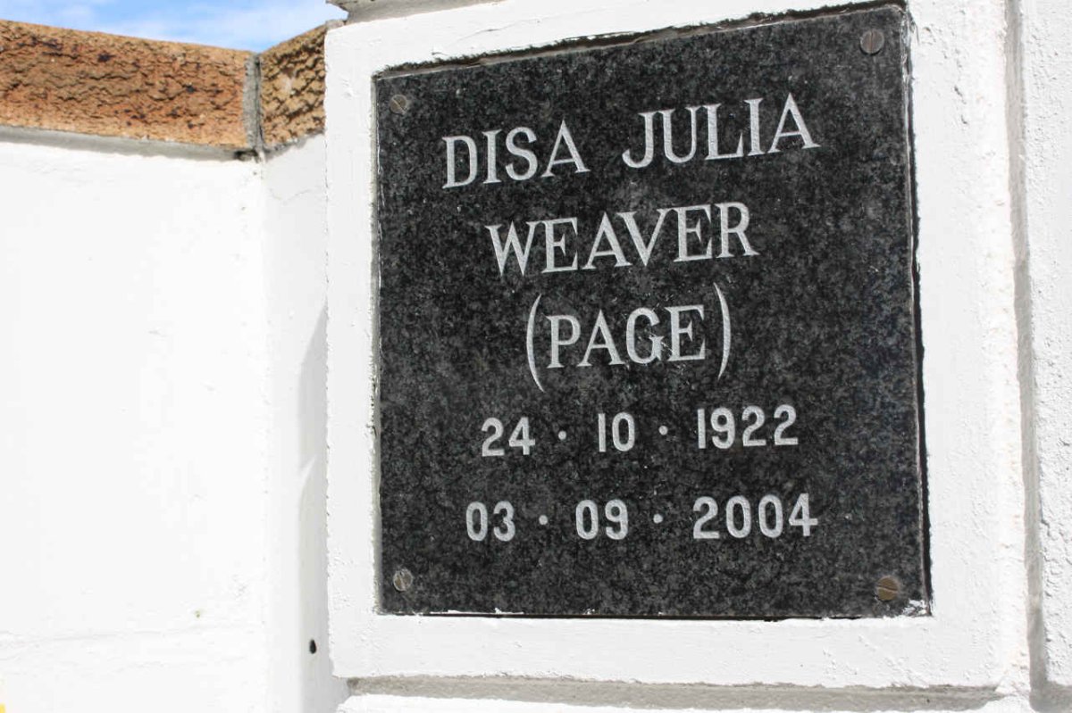 WAEVER Disa Julia nee PAGE 1922-2004