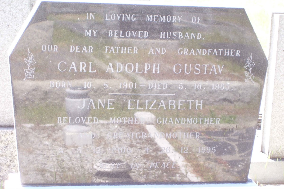 ? Carl Adolph Gustav 1901-1965 &amp; Jane Elizabeth 1906-1995