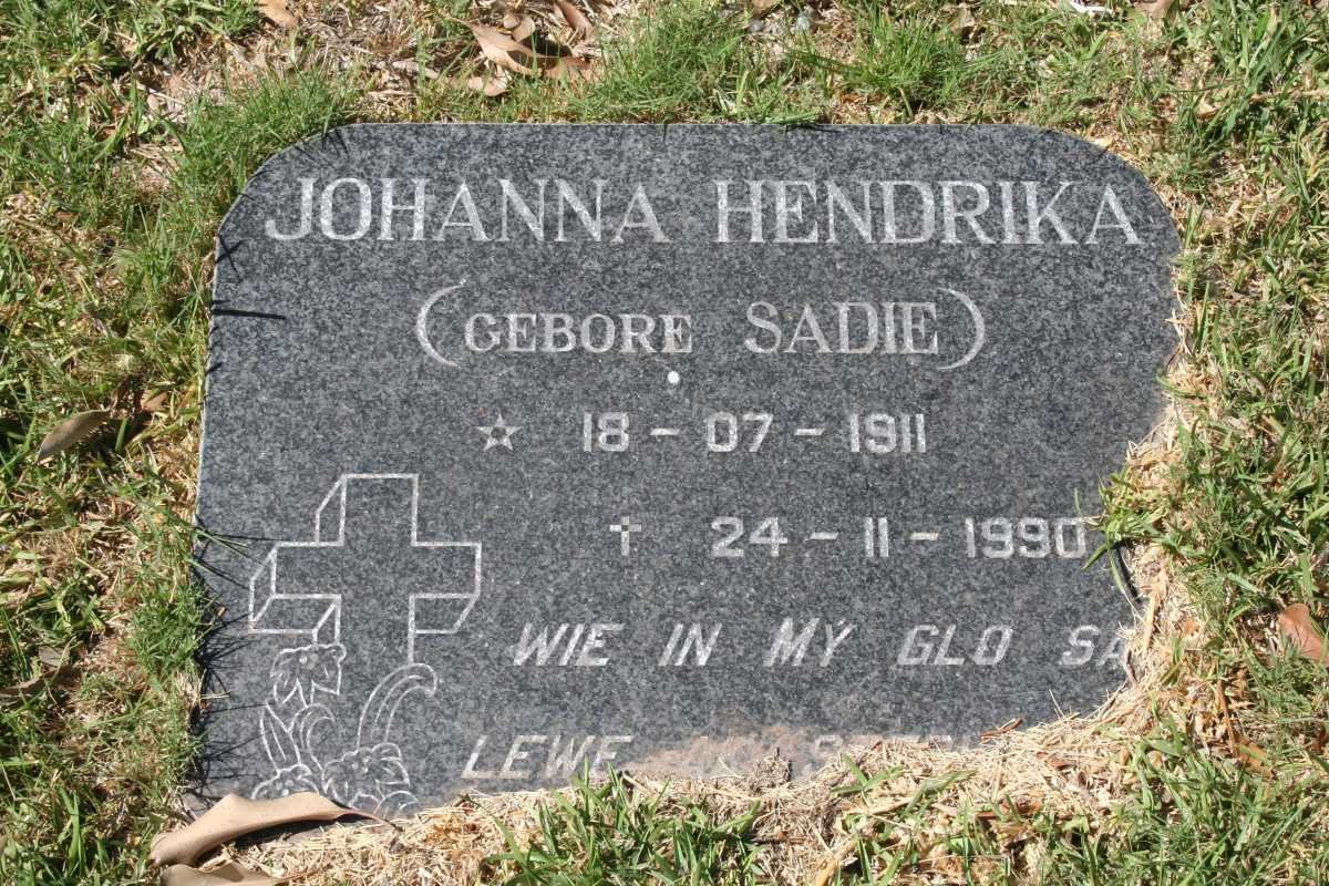 ? Johanna Hendrika nee SADIE 1911-1990