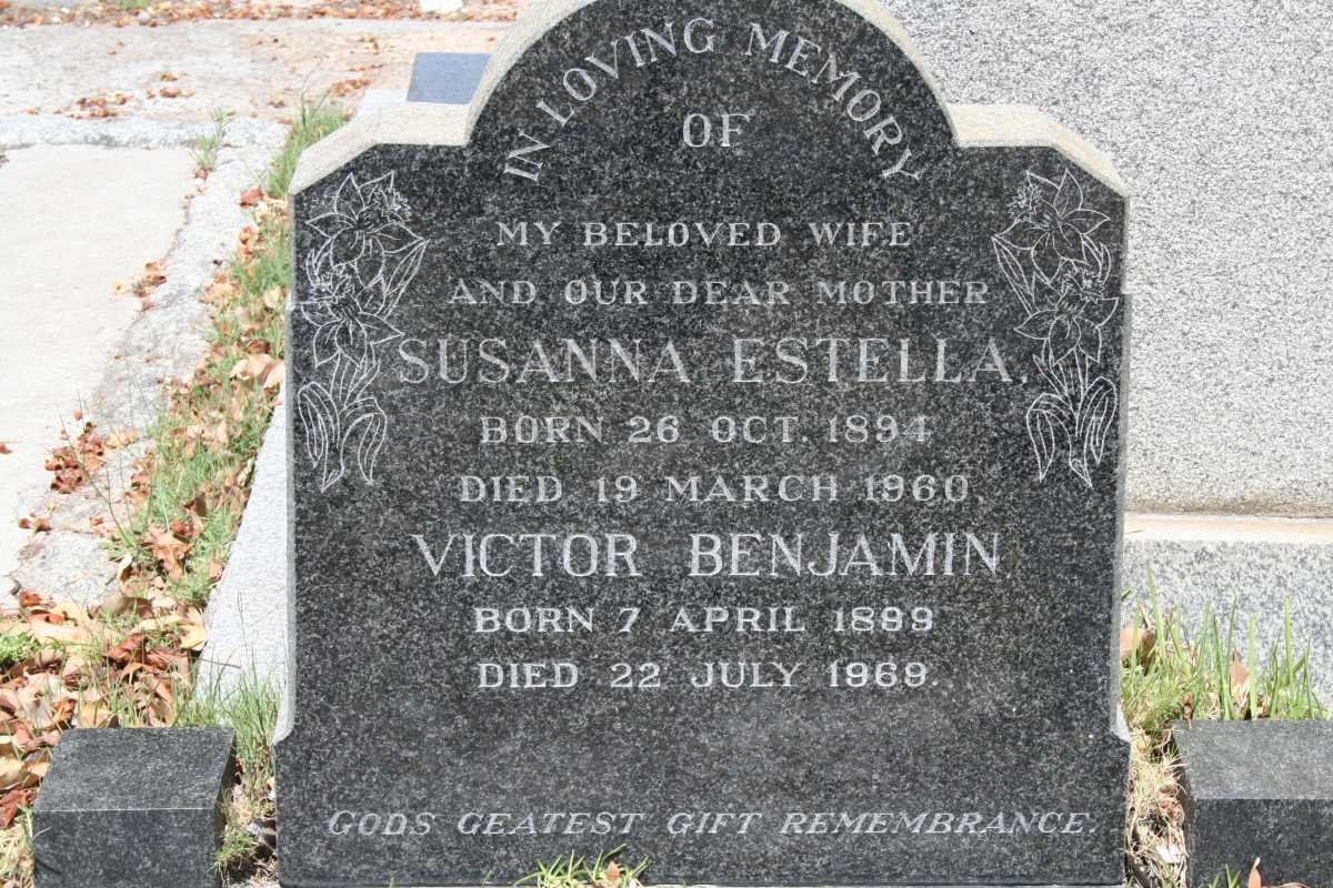 ? Victor Benjamin 1899-1969 &amp; Susanna Estella 1894-1960