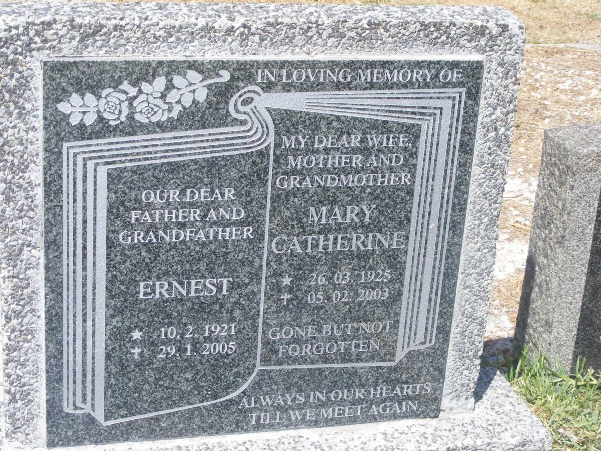 ? Ernest 1921-2005 &amp; Mary Catherine 1925-2003