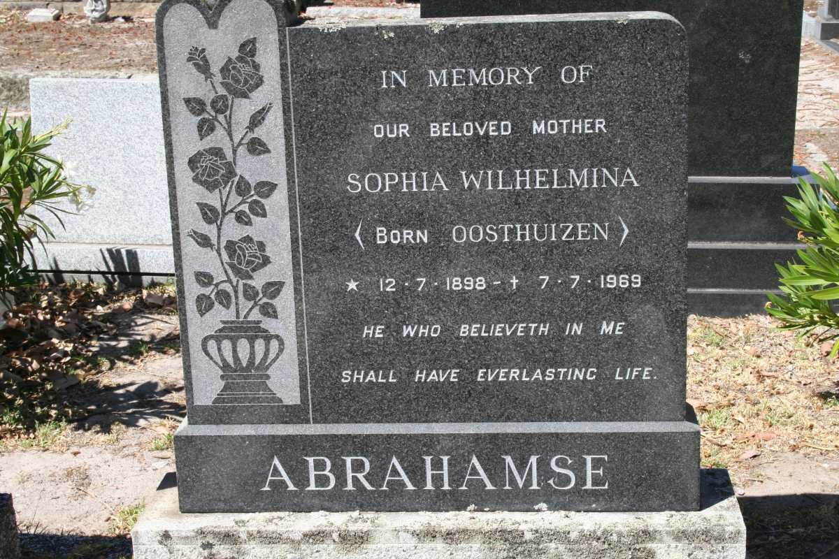 ABRAHAMSE Sophie Wilhelmina nee OOSTHUIZEN 1898-1969
