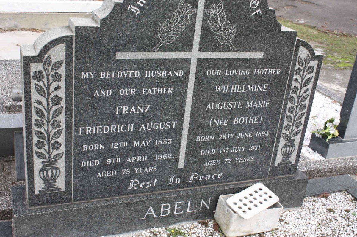 ABELN Franz Friedrich August 1883-1962 &amp; Wilhelmine Auguste Marie BOTHE 1894-1971