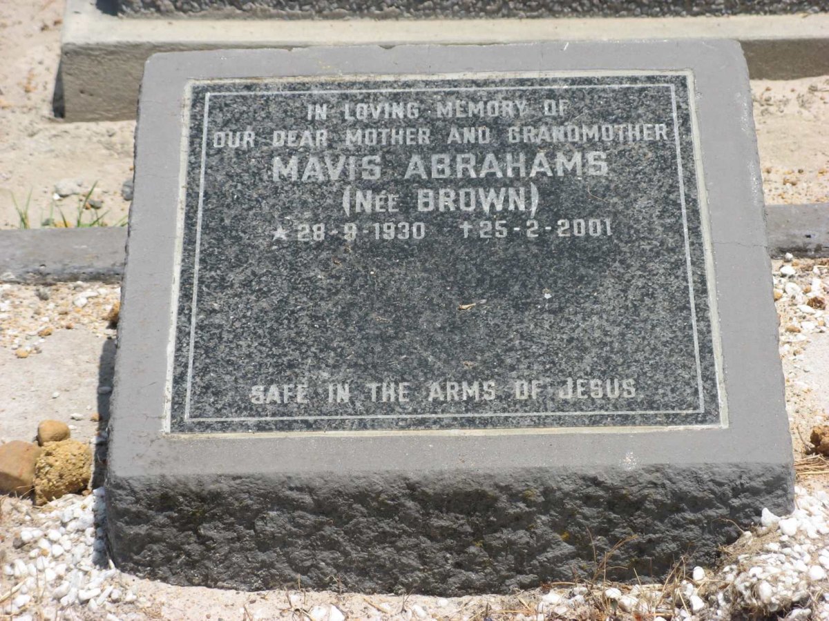 ABRAHAMS Mavis nee BROWN 1930-2001