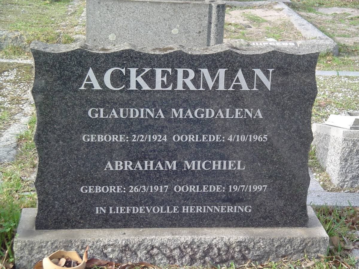 ACKERMAN Abraham Michiel 1917-1997 &amp; Glaudina Magdalena 1924-1965