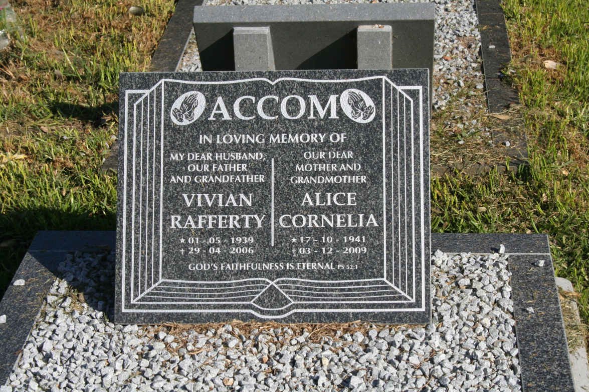 ACCOM Vivian Rafferty 1939-2006 &amp; Alice Cornelia 1941-2009