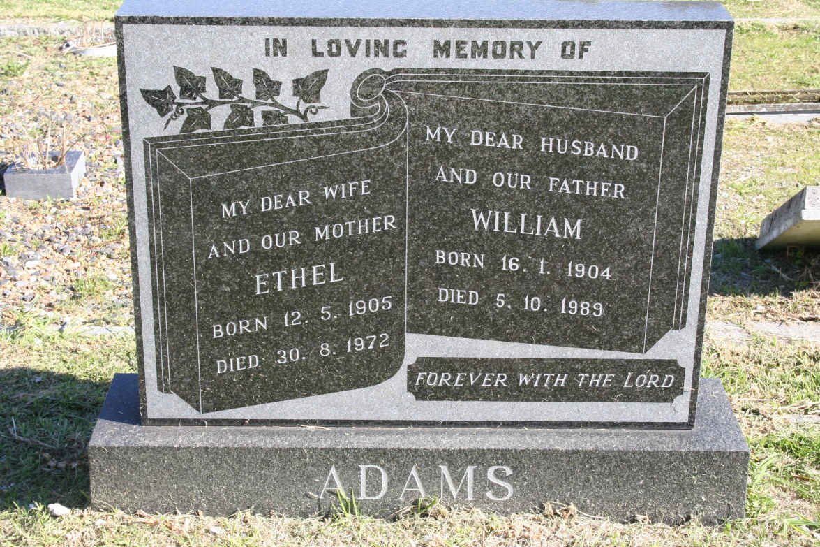 ADAMS William 1904-1989 &amp; Ethel 1905-1972