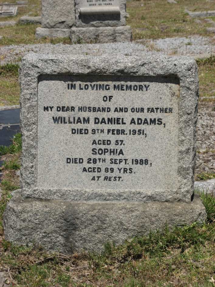 ADAMS William Daniel -1951 &amp; Sophia -1988