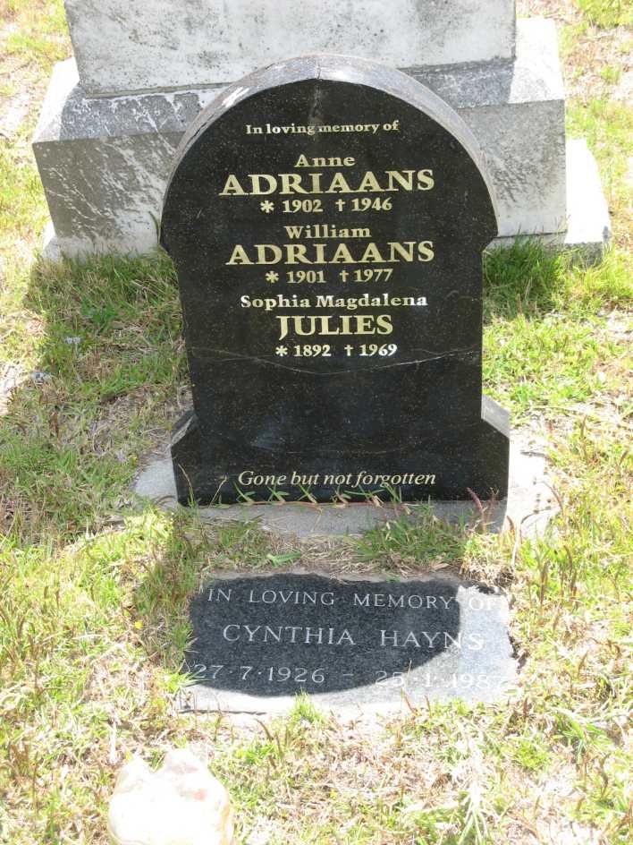 ADRIAANS William 1901-1977 &amp; Anne 1902-1946 :: JULIES Sophia Magdalena 1892-1969