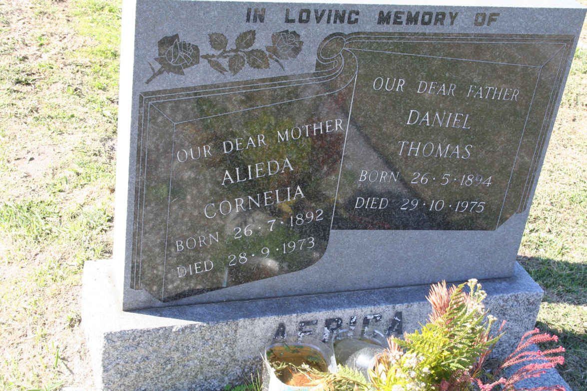 AFRICA Daniel Thomas 1894-1975 &amp; Alieda Cornelia 1892-1973